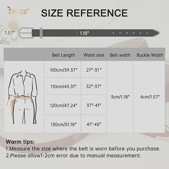 Women Black Leather Belt Gold Buckle Ladies Leather Waist Belt for Jeans Pants - Picture 5 of 7